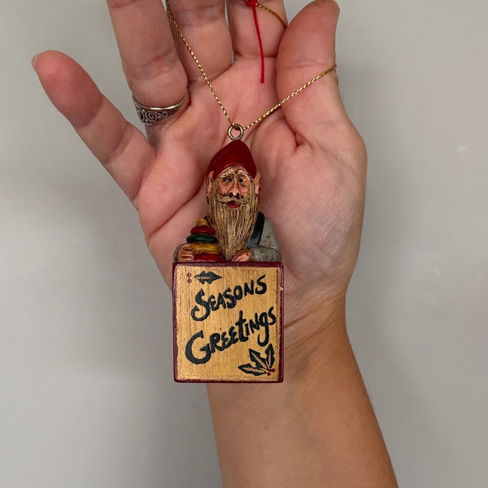 Seasons Greetings Ornament with Santa